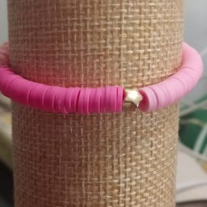 Pink clay bead bracelet